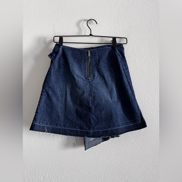 Paige Wrap Tie Front Denim Mini Skirt S - Picture 4 of 6